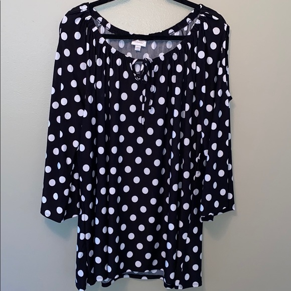 Avenue Tops - Polka Dot Cold Shoulder Top from Avenue